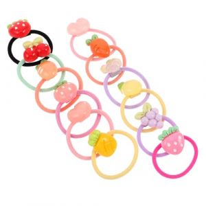 DECORNIJIA 12 Paires d'Élastiques Doux pour Cheveux de Filles Fruités – Mini Bandes Sans Abîmer les Cheveux – Accessoires Colorés pour de Cheval Garçon et Fille – Motifs Citron et Fraise (ZhiLight, neuf)