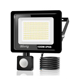 1PACK - Projecteur LED détecteur de mouvement 100W,10000LM Projecteur LED Exterieur Avec Detecteur Blanc Chaud(3000K) Imperméable IP66 Projecteur LED exterieur de sécurité pour, garage, couloir (Blivrig, neuf)