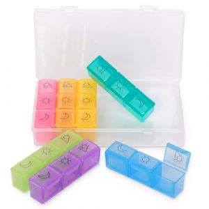 JEYORZY 1 pcs Pilulier Semainier Matin, midi et soir, Pilulier Journalier, Piluliers Medicaments 7 Jours 21 Compartiments, de Grande Capacite pour Poche ou Poche de Pantalon, Design D&eacute;tachable (Wacicy EU, neuf)