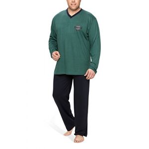 Moonline Plus - Pyjama pour Homme Grande Taille en Coton, Pyjama Long pour Homme (Deux pièces, Grandes Tailles), Couleur:Bleu Vert, Größe Textil:5XL (fashion2need, neuf)
