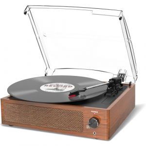 Platine Vinyle avec Haut Parleur, Platine Vinyle Vintage pour disques vinyles, Prise en Charge 3 Vitesses, Lecture sans Fil, entrée AUX, Ligne RCA LP lecteurs vinyles Orange de blé (MDan Shop, neuf)