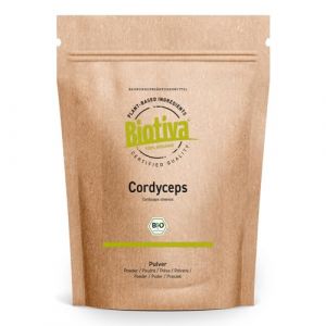 Cordyceps en poudre bio 250g (2x125g) - Cordyceps militaris - Massue à noyau - Champignon chenille chinois - Champignon vital - conditionné et certifié en Allemagne - Biotiva (goodorganics, neuf)