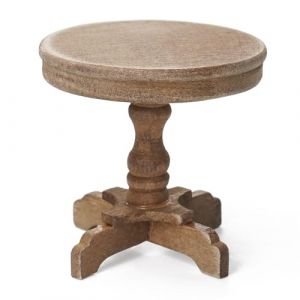 Odoria Miniature Table d'appoint Gu&eacute;ridon: 1/12 &Eacute;chelle Chevet Table Rond Salon Chambre &agrave; Coucher pour Maison de Poup&eacute;e Vintage - Mini Meubles Bois avec Socle Ch&ecirc;ne (Cardinas, neuf)