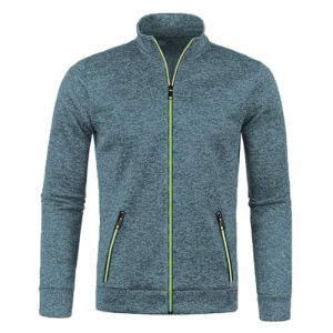 Sweat Sans Capuche Zippé Col Montant Homme - Veste Cardigan Sportswear Hiver - Manteau Blouson Mi-Saison - Pull Col Roulé Demi-Fermeture Éclair - Couleur Unie (yangmingmingamz, neuf)