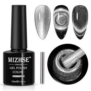 MIZHSE Argent Vernis à ongles Gel UV argenté - Cat Eye Vernis Gel Avec Aimant Cateye Gel Nail Polish pour Débutants Nail Studio DIY Maison (SZM Store, neuf)