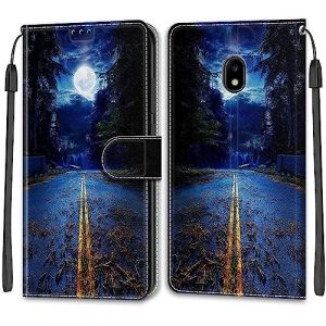 Mo-Beauty Coque Samsung Galaxy J330/J3 2017, Housse Samsung J330/J3 2017, Etui Housse en Cuir Pochette Protection Portefeuille Rabat Clapet Case Porte Carte Magn&eacute;tique &Eacute;tui Antichoc Cover (Lune) (DShine EU Store, neuf)