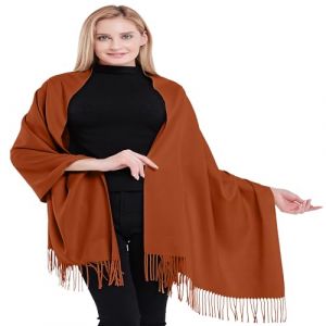 CJ Apparel Ch&acirc;le &eacute;pais en coton m&eacute;lang&eacute; de couleur unie pour &eacute;charpe, &eacute;charpe, couvre-t&ecirc;te, pashmina, orange br&ucirc;l&eacute;, Taille unique (CJ Apparel, neuf)