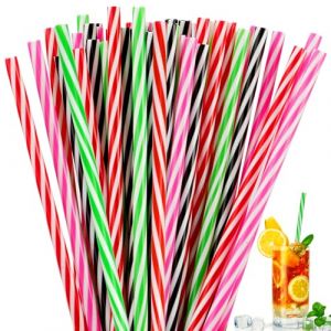 50 Pièces Dur Pailles en Plastique, Pailles à Boire Réutilisables Coloré, 23cm Paille en Plastique, Paille Cocktail, Lavable au Lave Vaisselle, Pailles pour Fêtes, Banquets, Lait, Jus, Cocktails (AnHuiTieWo, neuf)