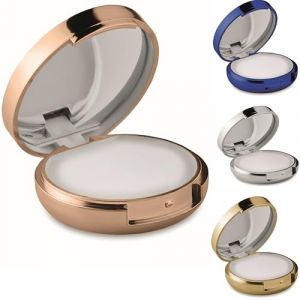 Lot de 4 baumes à lèvres avec miroir de maquillage pour des lèvres souples et délicates dans une boîte ronde avec finition UV métallique SPF 10 et arôme vanille en lot de 4 argentés, dorés, champagne (notrash2003, neuf)