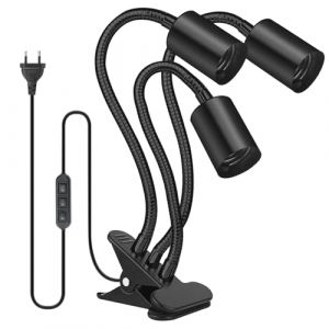 LEKEFETO Douille de lampe de table E27 : support de lampe à trois pinces, lampe de bureau LED clip avec câble et interrupteur prise UE, col de cygne flexible à 360 degrés, long tuyau, pour tête de lit (2222BUY, neuf)