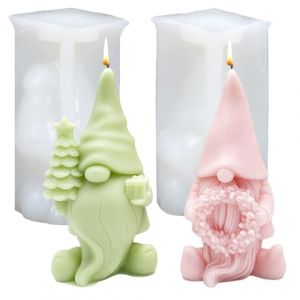 2 Pièces Moule en Silicone Noël, Moules en Silicone Gnome de Noel, Moule pour Bougie Noël 3D, Moules Bougie Gnome Noel pour Béton Créatif, Plâtre, Artisanat Noel Décoration de Maison (JINGMINGHE, neuf)