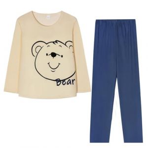 Générique Pyjama Femme Coton Hiver Chaud Combinaison Pyjama Col Ronde Noël Ado Fille Manches Longues et Pantalon Tenue de Nuit 2 Pièces Vetement Doux et Confortable Pas Cher (YINYUAN（Livraison en 5 à 8 jours), neuf)