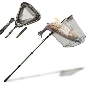 &Eacute;puisette de P&ecirc;che Pliable,150cm Long Manche T&eacute;l&eacute;scopique,Poteau en Alliage d'Aluminium 3 Section/Filet Nylon Triangulaire,Extensible de 37 &agrave; 68 Pouces,pour Carpe Truite Crevette Etang Bassin Poisson (deqingxiangoulixinjiejiadianshuxiangdian, neuf)
