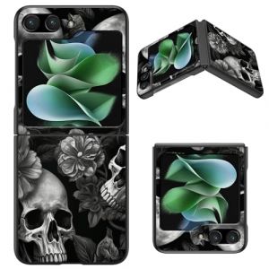 BWEGRHE Coque fine pour Samsung Galaxy Z Flip 5 avec motif t&ecirc;te de mort sombre, coque rigide antichoc sans fil pour femmes filles &eacute;tui de t&eacute;l&eacute;phone &agrave; rabat pour Galaxy Z Flip 5 (BWEGRHE, neuf)