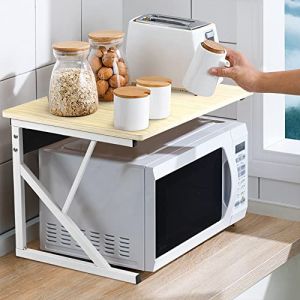 LANTUS Support de Four à Micro-Ondes Étagère de Rangement pour Micro-Ondes Multifonctio étagère de Stockage Étagère de Cuisine Support Tablette,54 * 35 * 34.5cm - érable blanc (Hechheu, neuf)