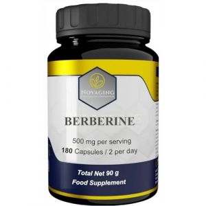 Berbérine 1000 mg - Anti-Age - Antioxydant - 180 gélules - Coptis Chinensis - 3 Mois - 100% Vegan - Biodisponibilité maximale - Fortement dosé - Testé Sans additifs, OGM ni Allergènes. Made in Europe. (NOVAGING INSTITUT, neuf)