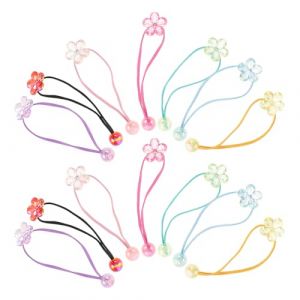 Ipetboom Lot de 14 &Eacute;lastiques &agrave; Cheveux pour B&eacute;b&eacute; et Filles &agrave; Fleurs en Plastique Doubles Perles Longue Ficelle Ajustable Coloris Vari&eacute;s Accessoires Doux et Flexibles pour Coiffures (Cowan Micro, neuf)