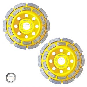 Lot de 2 Disque Diamant Abrasif 125 x 22,2 mm Double Rangée, Diamant à Meuler pour Béton, Pierre, Maçonnerie, Granit etc, Compatible avec meuleuses d'angle (Ninehole(EU), neuf)