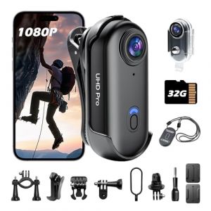 Pudet Luo Cam&eacute;ra Sport,32GB Camera Action WiFi HD1080P, 120&deg; Minicam&eacute;ra Sportive &Eacute;tanche 30M Action Cam Corporelle Camera Vlog Petite Cam&eacute;ra Vid&eacute;o Moto Casque avec Accessoires Multifonctions (NIUANJIE, neuf)