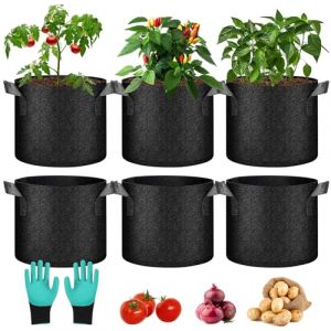 BORDEAG Sac de plantation de pommes de terre : 6 pièces sac de plantation 7 gallons, sacs à plantes tomates en tissu, sac de culture de pommes de terre, pour jardin et balcon (35 x 28 cm) (CEANNA, neuf)