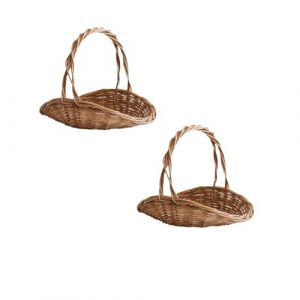 2 Pièces Panier Pique Nique Petit Panier Osier Enfant avec Anse, 25x30 cm Panier Picnic en Fleurs pour Pâques, Bonbons, Rangement de Jouets de Fruits et Légumes (04-25x30cm) (YHGAQTB, neuf)