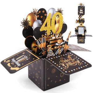 OFFCUP 40 Ans Carte d'anniversaire, Pop-up 3D 40e Carte Anniversaire, Carte de Voeux Joyeux Anniversaire avec Enveloppe Cadeau de Anniversaire Créatif pour Homme Femme Famille Amis (Extractible) (HOOCHE, neuf)