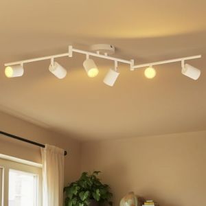 LVWIT Spot Plafond Orientable, Plafonnier 6 Spot LED Blanc Givré, Luminaires Intérieur Lustre Cuisine GU10, Métal Rampe (Sans Ampoule) (LED MALL, neuf)