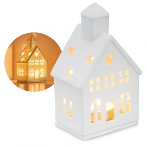 COM-FOUR&reg; Photophore en Porcelaine - Maison en Porcelaine Mate avec Pied pour Bougie Chauffe-Plat - Maison Lumineuse - D&eacute;coration de pi&egrave;ce &eacute;l&eacute;gante en Forme de Maison (Blanc - 17 cm) (COM-FOUR  Vertriebs GmbH, neuf)