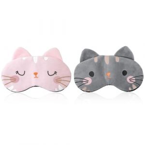 Masque Pour Les Yeux De Chaton 2 Pi&egrave;ces, Masque Pour Les Yeux De Dessin Anim&eacute; Mignon, Masque Pour Les Yeux Occultant Le Sommeil, Masque Pour Les Yeux En Peluche Confortable (PLUMSOP LTD, neuf)