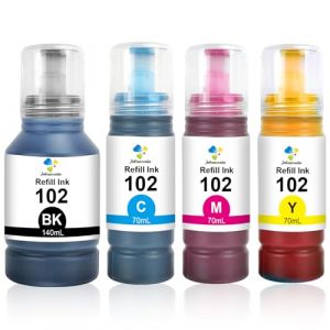Jettruemedia 102 Encre Multipack Compatible avec Epson EcoTank ET-2850 ET-3850 ET-4850 ET-2700 ET-2856 ET-2750 ET-2751 ET-2756 ET-3700 ET-3750 ET-4750 ET -2851 ET-4856 ET-15000 (Noir, C, M, Jaune) (Uiprint-EU, neuf)