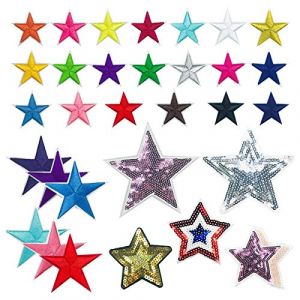 Woohome Thermocollant Autocollant de Patch, 31 PCS &Eacute;toiles Broderies &Eacute;cusson Brod&eacute; Patch Appliques Patches pour T-Shirt, Jeans (CXiong, neuf)