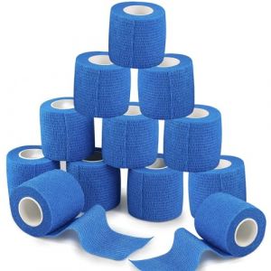 ANAMPION Bandage Autoadhésif 12 Rouleaux, 5cm x 4.5m Bande Cohesive pour Les Humains Et Les Animaux, Bande Strapping Adhésif pour Gonflement Des Chevilles, Sports, Animaux(Bleu) (ANAMPION-EU, neuf)