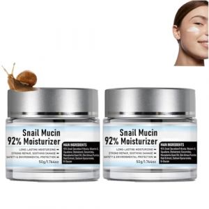 Crème Gel Hydratante Quotidienne pour Le Visage à 92% de Mucine D'escargot, Crème Gel Réparatrice Quotidienne pour Le Visage à La Mucine D'escargot, Anti-âge (2 Pièces) (LONGBINUS, neuf)