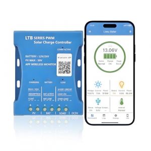 R&eacute;gulateur de charge solaire Bluetooth 20A R&eacute;gulateur de charge solaire Y&H 30A 12V 24V Contr&ocirc;leur de charge solaire intelligent PWM avec port USB PV:50V-80V pour Batterie al piombo/litio (30A-WIFI) (Yong Hui, neuf)