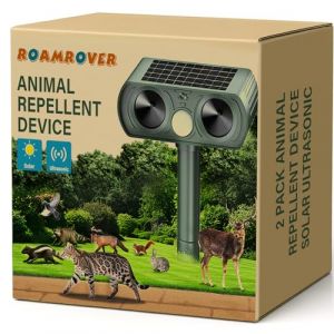 RoamRover Pack de 2 Repulsif Chat Exterieur Solaire, R&eacute;pulsif Chat Ultrason, Repousse efficacement Les Chats, Les Oiseaux, Les Renards, Les ratons laveurs, Les Lapins et Les rongeurs (2) (Abwehrh&uuml;ter, neuf)