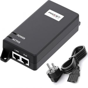 PROCET 10 Gigabit PoE Injecteur Injecteur PoE+ 30W Adaptateur Ethernet PoE IEEE802.3af/at 10G pour AP sans Fil, cam&eacute;ra PTZ, kiosques, PT-PSE104G-30-10 (LEDCET POE LIMITED, neuf)