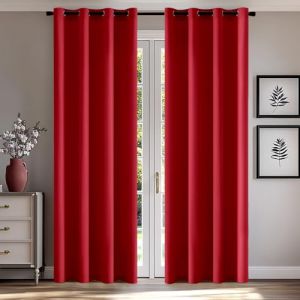 MIULEE Rideau Voilage De Fen&ecirc;tre Semi-Transparent &agrave; Oeillets Voilages Int&eacute;rieurs Rideaux Chambre Salon Cuisine 140x225cm Rouge (MIULEE HOME, neuf)