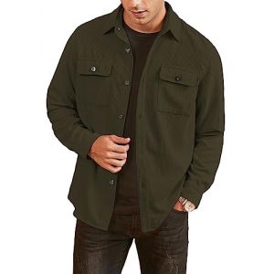 Elegancity Chemise &agrave; Veste en Velours C&ocirc;tel&eacute; B&ucirc;cheron Homme &agrave; Manches Longues Casual Bouton Chemise Veste Regular Fit Deux Poches Vert, XL (Elegancity, neuf)