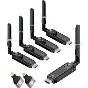 Transmetteur HDMI sans Fil et 4 récepteurs, 150m Transmission Radio HDMI 1080p Prise en Charge 1 transmetteur vers 4 récepteurs Max Streaming Vidéo pour Ordinateur Portable, caméra, TV Box vers HDTV (Tongtion EU, neuf)