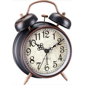 YsyYey Réveil analogique vintage à double cloche, 10 cm, design rétro avec veilleuse, réveil de table analogique à piles avec sonnerie forte, réveil à l'ancienne pour chambre à coucher (YsyYey, neuf)