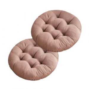 Mozzeilee Coussin de chaise rond doux pour intérieur et extérieur, 40 x 40 cm, fauteuils, jardin, canapé en rotin pour chambre à coucher, sol, camping (café, 2 pièces) (CF Home, neuf)