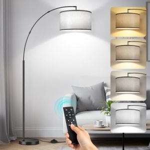 OUTON Lampadaire Arc, Lampadaire Moderne sur Pied Salon, T&eacute;l&eacute;commande et Interrupteur au Pied, 40cm Abat-jour Gris, 4 Temp&eacute;ratures de Couleur, Ampoule LED E27, Lampe Arc Dimmable pour Chambre Bureau (DGYZ Store, neuf)