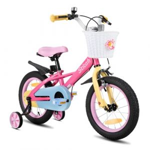 STITCH Macaron 12 pouces V&eacute;lo pour enfant pour filles & gar&ccedil;ons de 2-4 ans, v&eacute;lo pour fille avec panier & stabilisateurs, rose (Dukee_EUSALE, neuf)