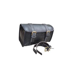 Sacoche de moto vintage en v&eacute;ritable cuir de ch&egrave;vre, fermeture &agrave; boucle &agrave; 2 sangles, sac &agrave; outils brun, fermeture rapide, renforc&eacute;, pour guidon, fourches, sacoche de v&eacute;lo en cuir (Urban pro Black) (American blue, neuf)