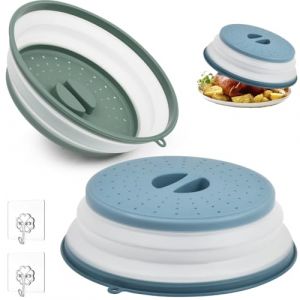 MOPLA 2PCS Cloche Micro Onde,Pliable Couvercle Anti-&eacute;claboussures pour Micro-ondes Onde Passoire avec Trous de Vapeur pour Fruits Et L&eacute;gumes, Couvercle Cloche Anti Vapeur et Fonction Passoire (Webster.WOW, neuf)