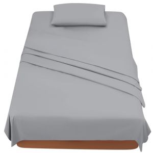 FARFALLAROSSA Parure De Lit 120x190/200 3 Pièces en Microfibre - Drap Housse 120x200 cm - Drap Plat 1 Personne 180x280 cm - 1 Taie d'oreiller 50x80 - Gris Clair (MediaMinds, neuf)