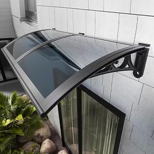 KDDEON Auvent de Porte et Fenêtres Extérieure,Toit Marquise en Polycarbonate Gris Moderne,Marquise de Porte d'Entrée,Terrasse Toit Abri Protection Contre La Pluie,Auvent de Patio (60x180cm/24 x71) (yangxiaozahuodian, neuf)