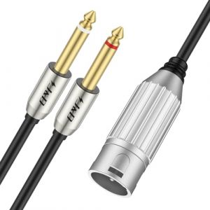 J&D XLR Mâle vers Double 1/4 pouce Y Splitter Cable, 6.35mm 1/4" Jack Mono vers XLR 3 Broches Microphone Audio Cable pour Microphone, Mixeur, Amplificateur, 1 Mètre (J&D Tech FR, neuf)