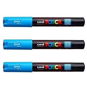 Posca Lot de 3 marqueurs PC-1M Uni-Ball (gamme complète de 22 couleurs disponibles) (Ponera, neuf)