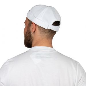 HATSQUARE - Casquette Docker en Coton, Unisexe, sans visi&egrave;re, Motif t&ecirc;te de Mort, Bonnet sans visi&egrave;re, &agrave; Revers, pour Homme et Femme - Blanc (HatSquare, neuf)